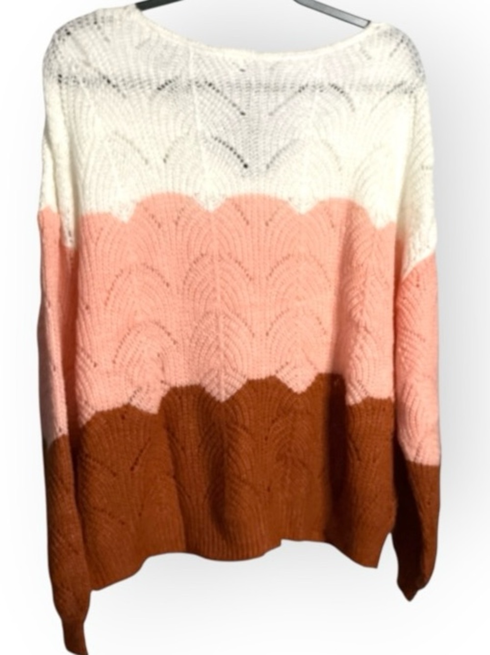 KFab Designs V-Neck Colorblock Sweater in White, Blush, Rust XL NWT - Picture 7 of 11